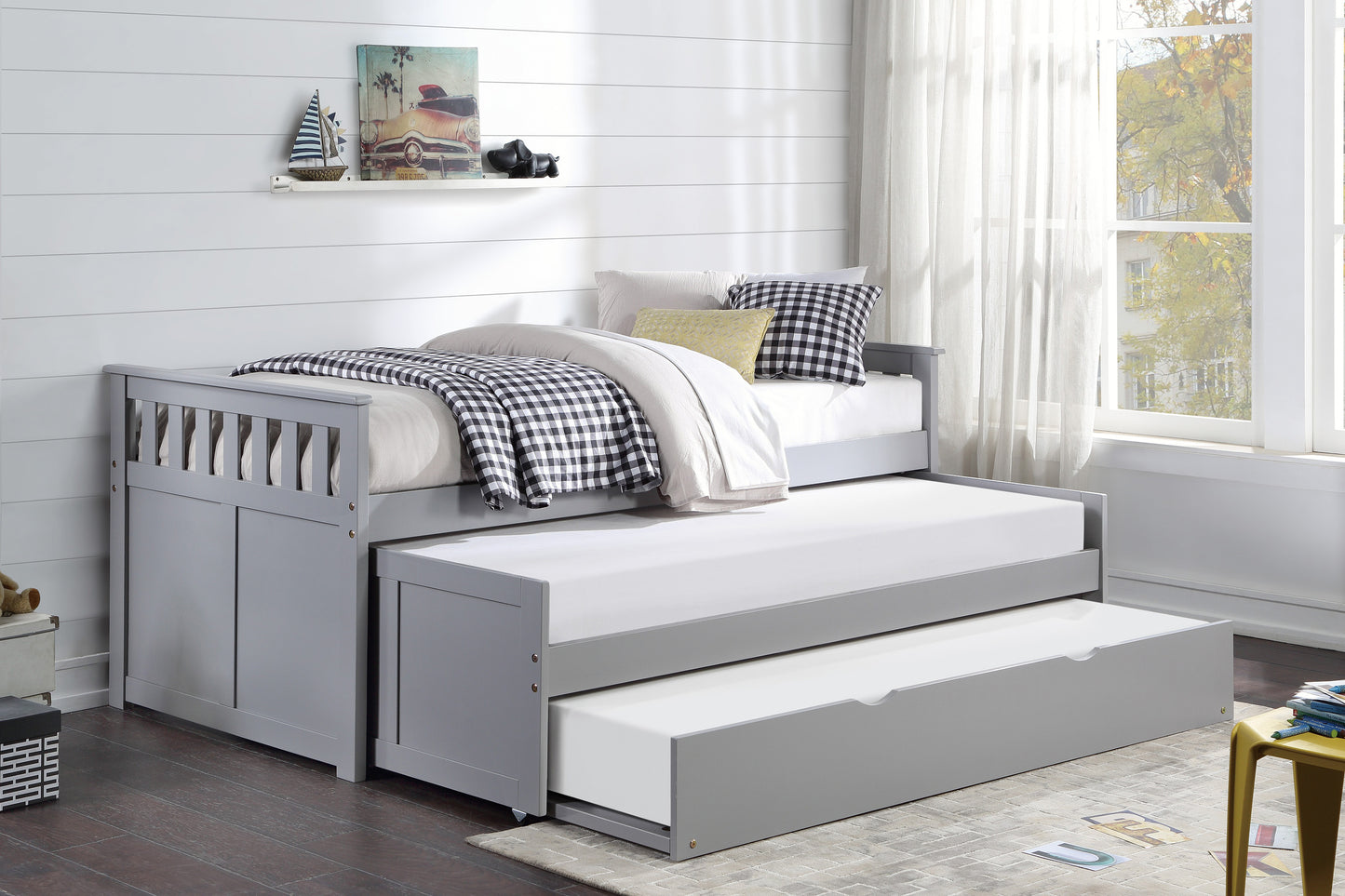 Homelegance Orion Twin Twin Bed with Twin Trundle Gray B2063RT-1R