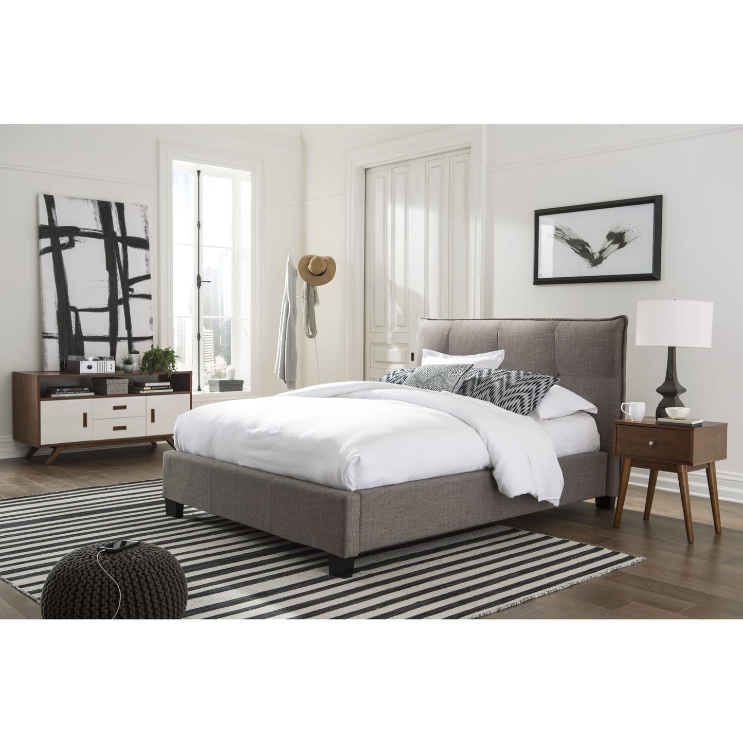 Modus Adona Upholstered Footboard Storage Bed in Dolphin Linen