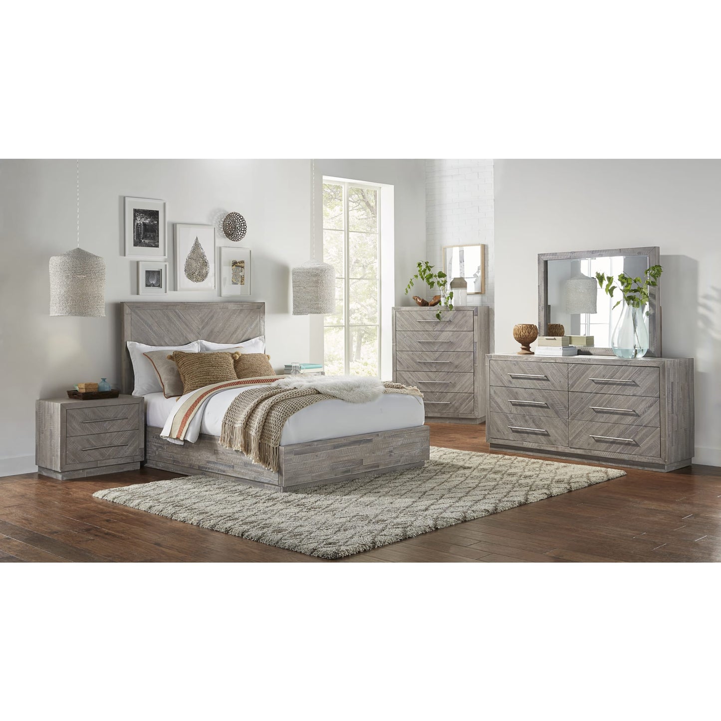 Modus Alexandra Solid Wood Platform Bed in Rustic Latte
