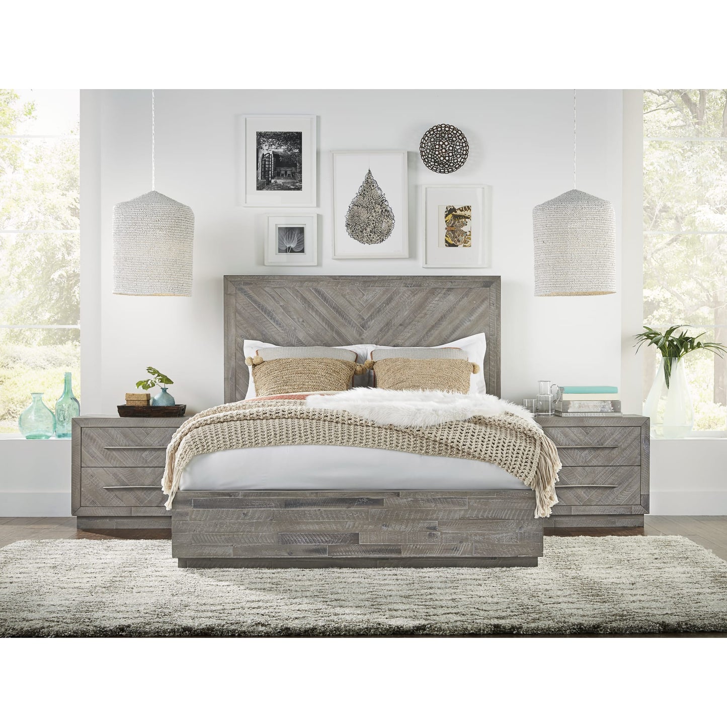 Modus Alexandra Solid Wood Platform Bed in Rustic Latte