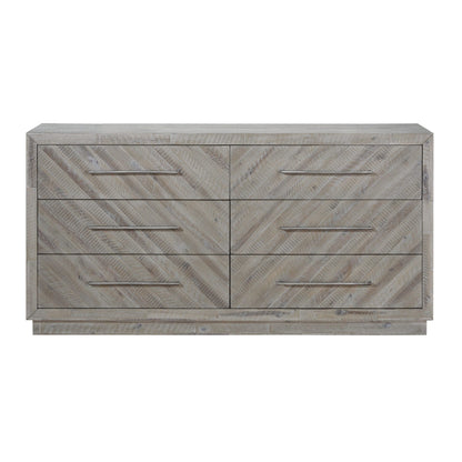 Modus Alexandra Solid Wood Six Drawer Dresser in Rustic Latte