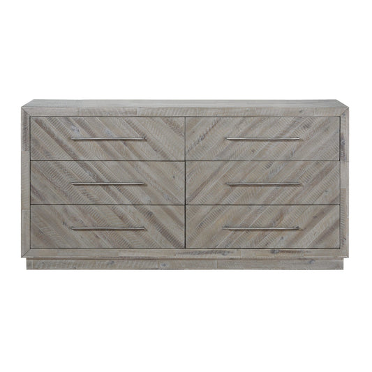 Modus Alexandra Solid Wood Six Drawer Dresser in Rustic Latte