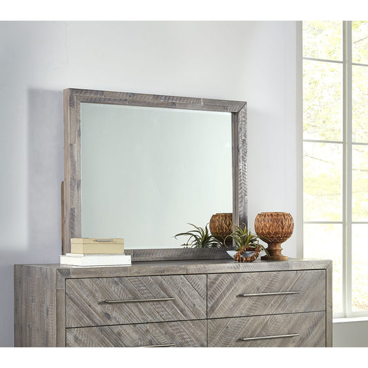 Modus Alexandra Solid Wood Solid Wood Beveled Glass Mirror in Rustic Latte