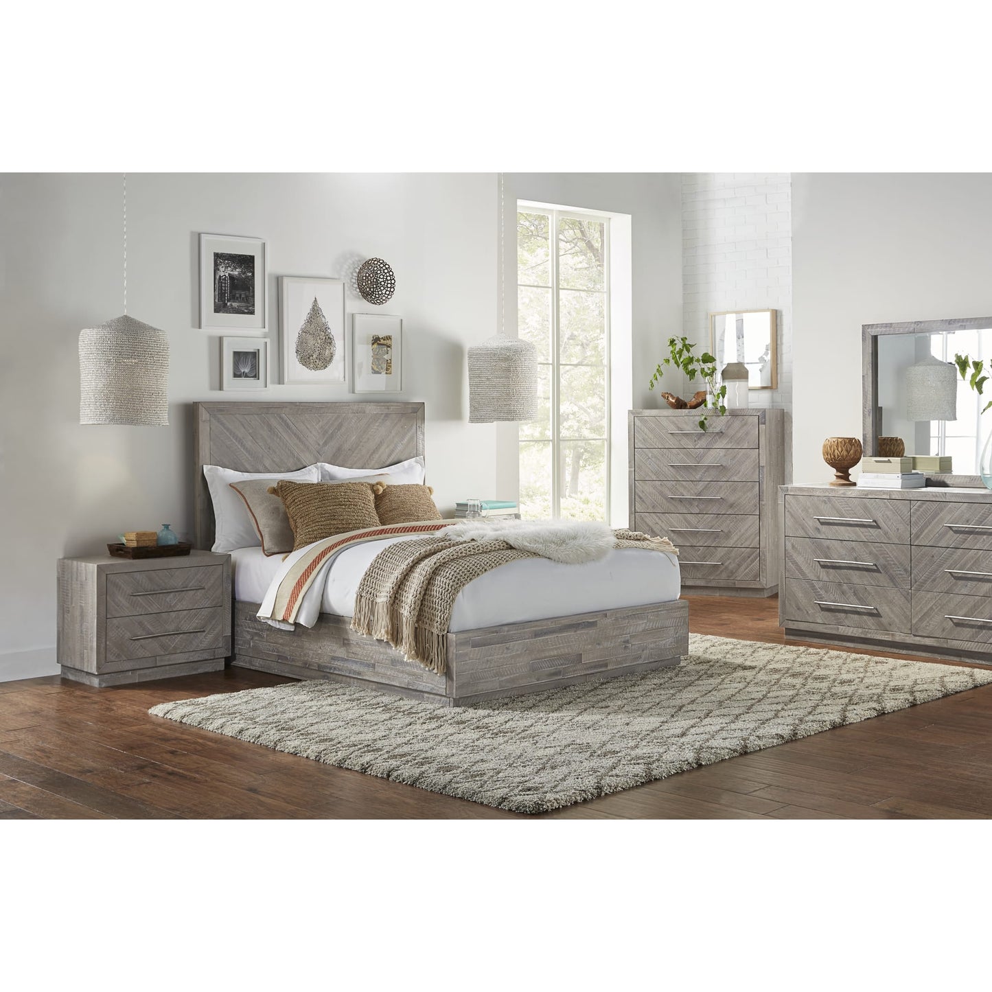 Modus Alexandra Solid Wood Two Drawer Nightstand in Rustic Latte