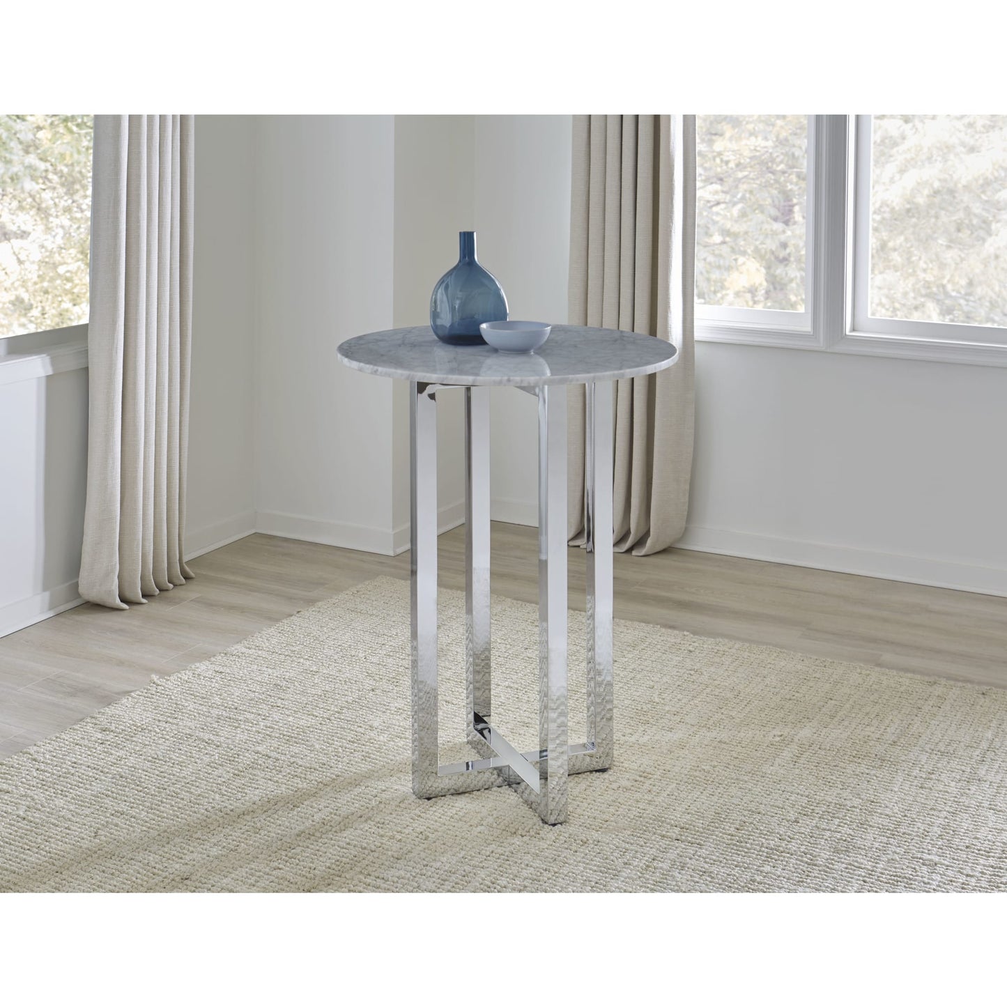 Modus Amalfi 32 inch Round Carrara Marble Top Bar Table