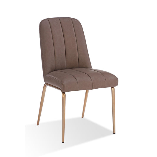 Modus Apollo Upholstered Dining Chair in Cinnamon Synthetic Leather and Brushed Bronze Metal