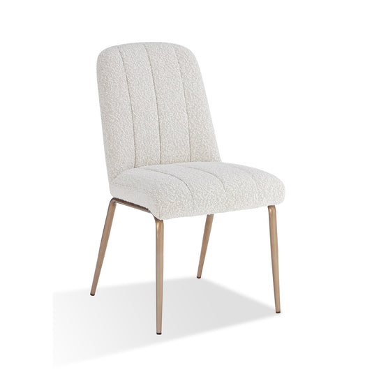 Modus Apollo Upholstered Dining Chair in Ricotta Boucle and Brushed Bronze Metal