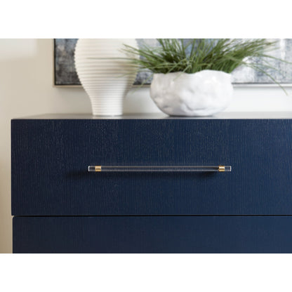 Modus Argento Two Drawer USB Charging Nightstand in Navy Blue and Burnished Brass