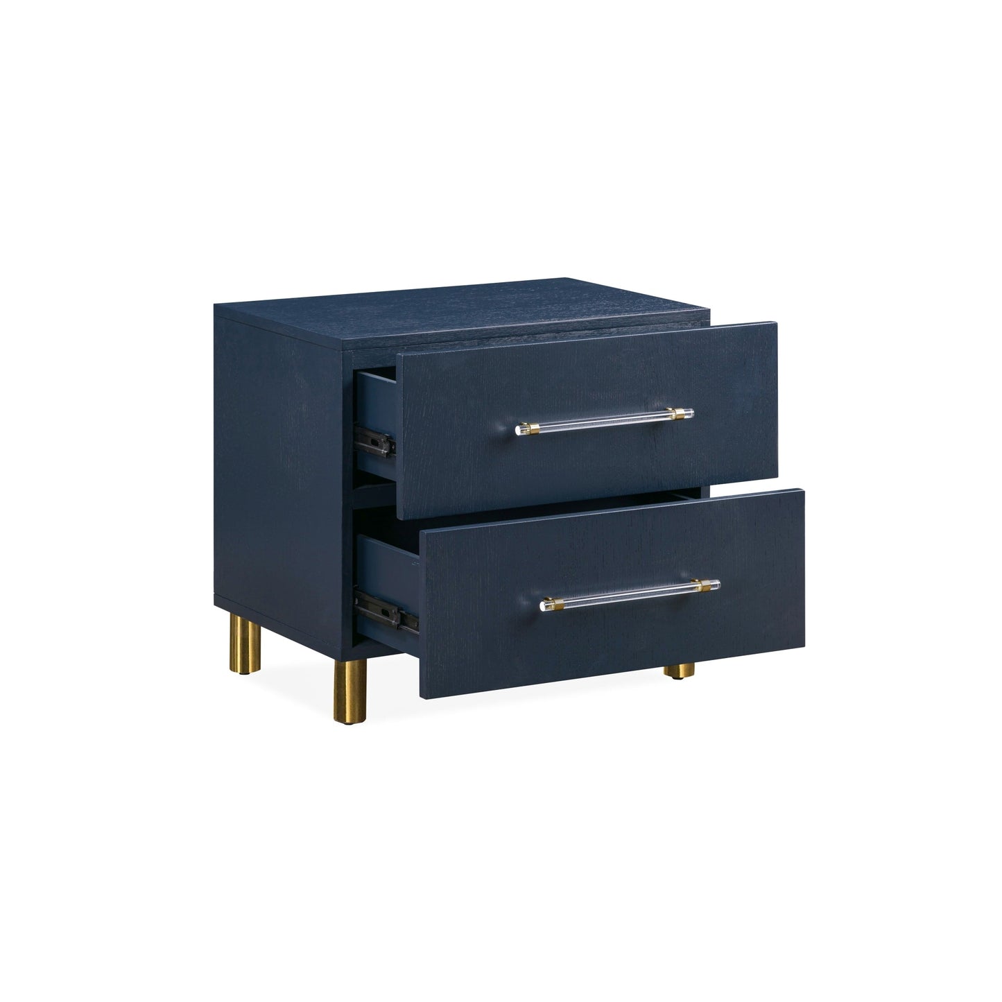 Modus Argento Two Drawer USB Charging Nightstand in Navy Blue and Burnished Brass