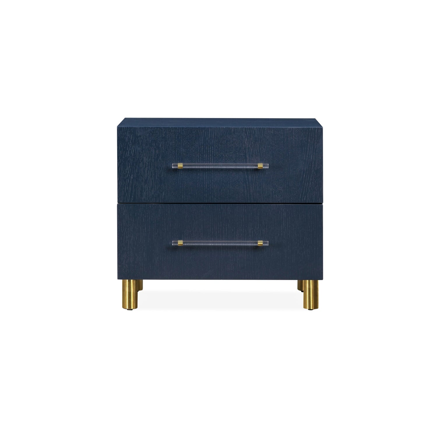 Modus Argento Two Drawer USB Charging Nightstand in Navy Blue and Burnished Brass