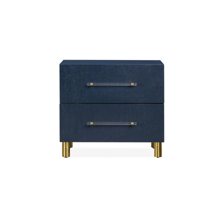 Modus Argento Two Drawer USB Charging Nightstand in Navy Blue and Burnished Brass