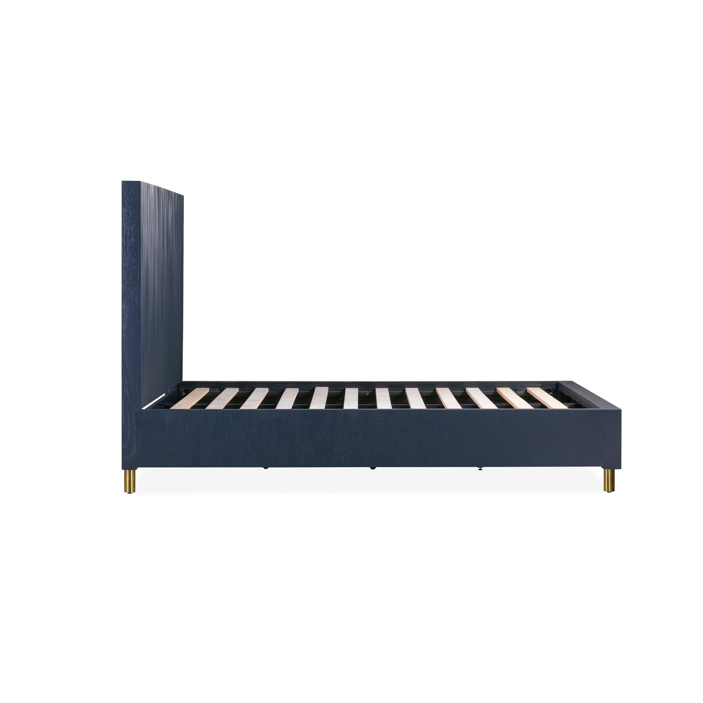 Modus Argento Wave-Patterned Bed in Navy Blue and Burnished Brass