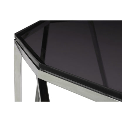 Modus Aria Smoked Glass and Polished Stainless Steel Console Table