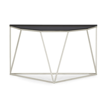 Modus Aria Smoked Glass and Polished Stainless Steel Console Table