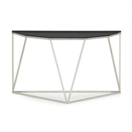 Modus Aria Smoked Glass and Polished Stainless Steel Console Table