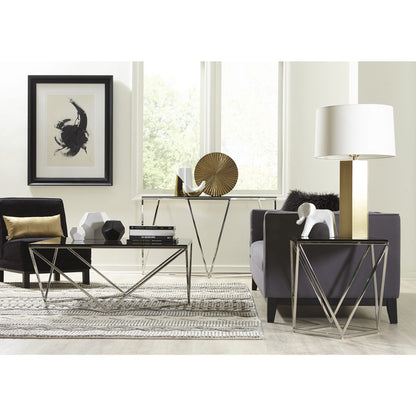 Modus Aria Smoked Glass and Polished Stainless Steel End Table