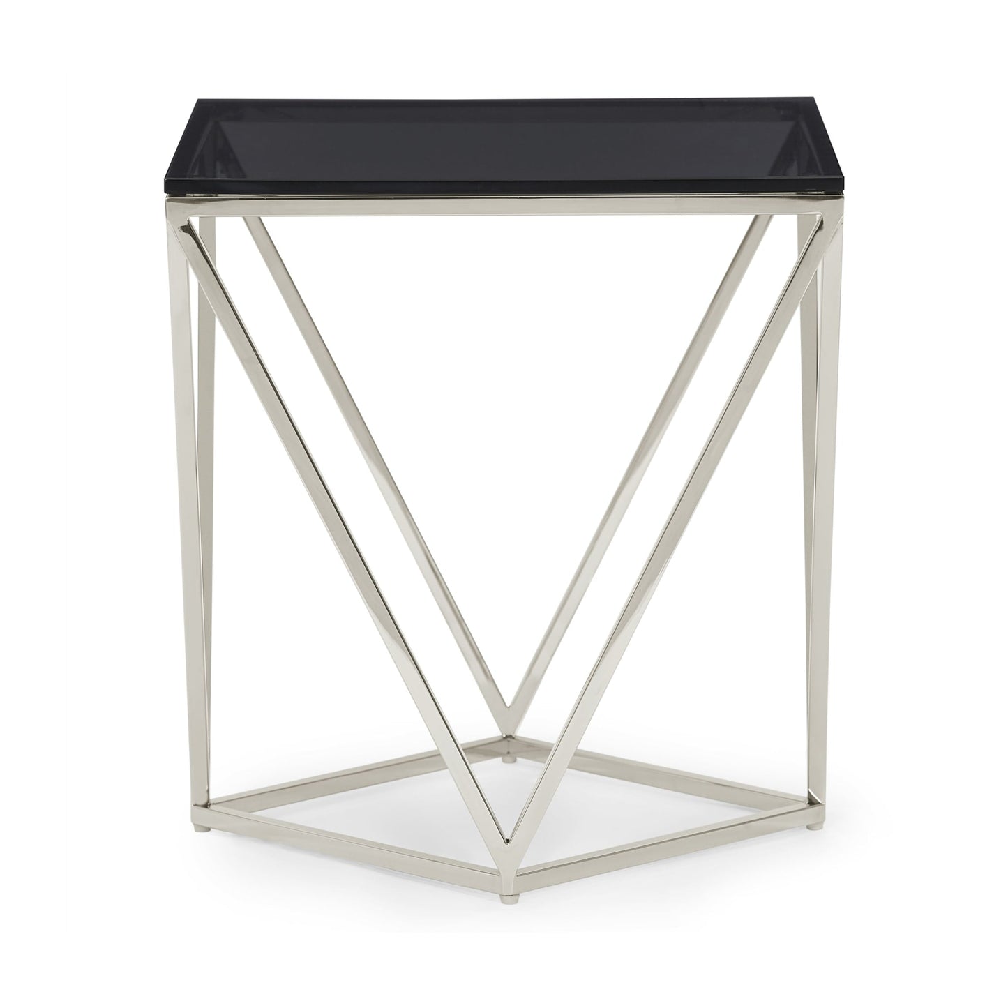 Modus Aria Smoked Glass and Polished Stainless Steel End Table