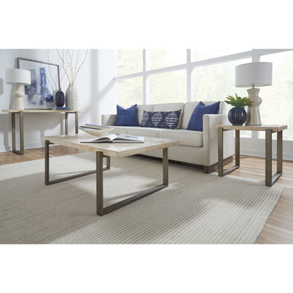 Modus Ariela Natural Travertine Console Table with Bronze Metal Base
