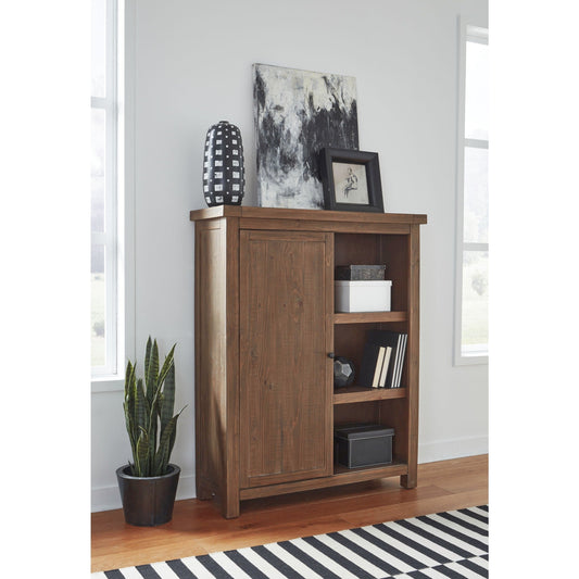 Modus Autumn Sliding Door Bookcase in Flint Oak