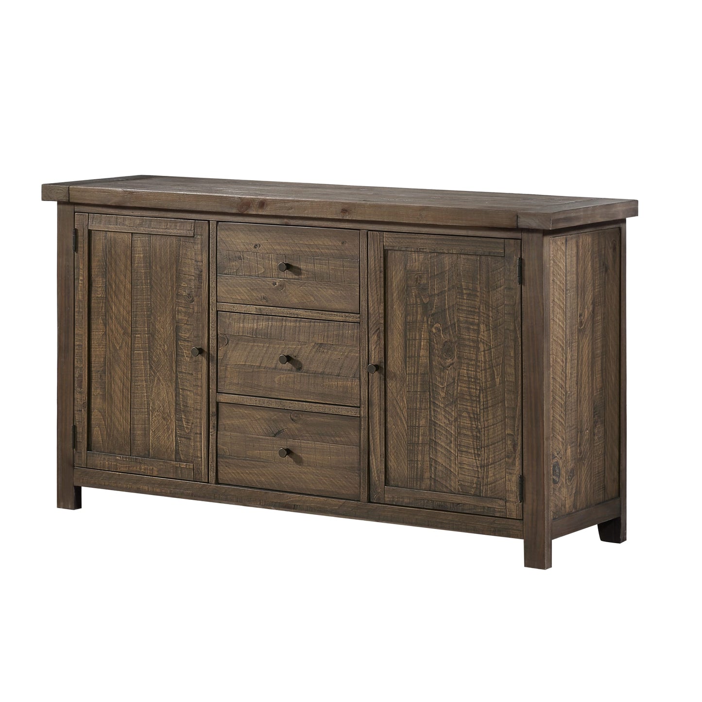 Modus Autumn Solid Wood Three Drawer Two Door Sideboard in Flint Oak