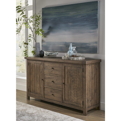 Modus Autumn Solid Wood Three Drawer Two Door Sideboard in Flint Oak