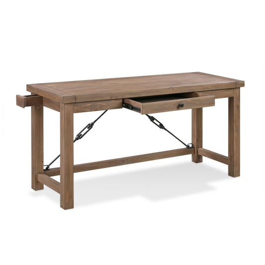 Modus Autumn Three Drawer Solid Wood Writing Desk in Flint Oak