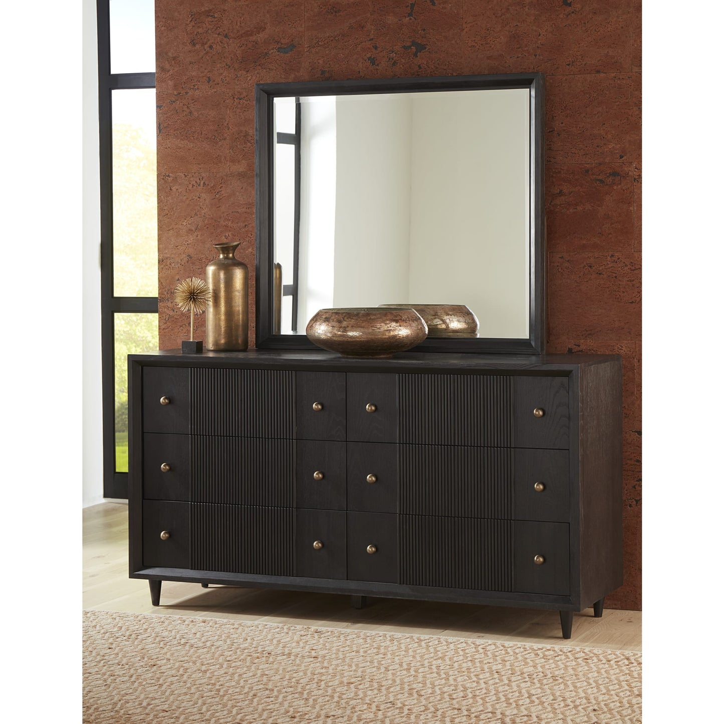 Modus Avedon Six Drawer Oak Wood Dresser in Smokey Topaz