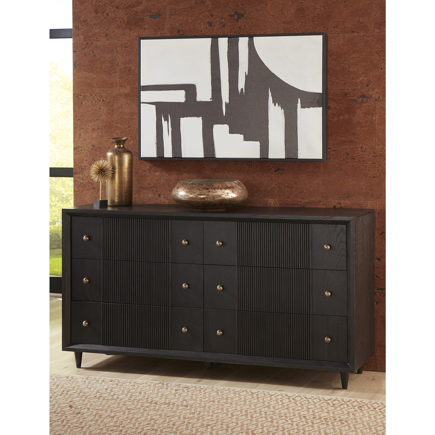 Modus Avedon Six Drawer Oak Wood Dresser in Smokey Topaz