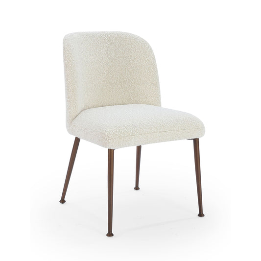 Modus Avery Upholstered Dining Chair in Ricotta Boucle and Bronze Metal