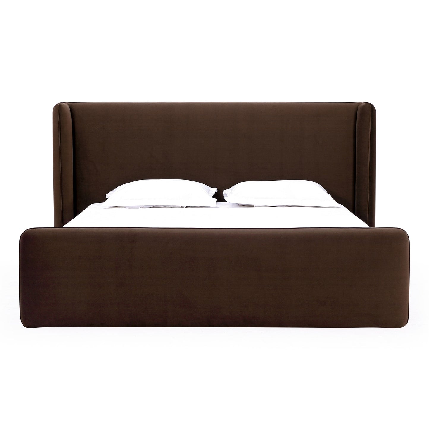Modus Bacall Velvet Upholstered Wingback Platform Bed in Cola