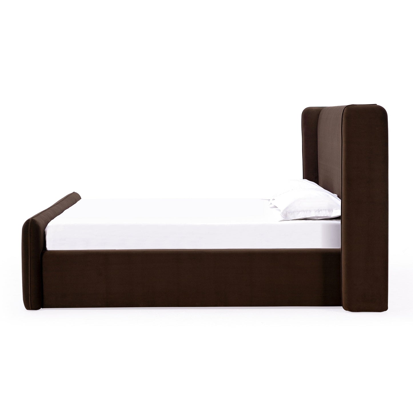 Modus Bacall Velvet Upholstered Wingback Platform Bed in Cola