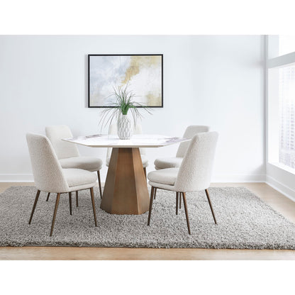 Modus Balos Stone Top Hexagonal Dining Table in Chanelle and Bronze