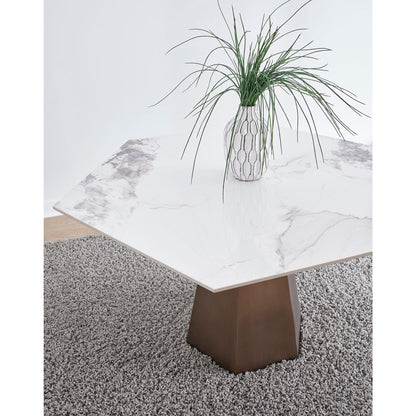 Modus Balos Stone Top Hexagonal Dining Table in Chanelle and Bronze