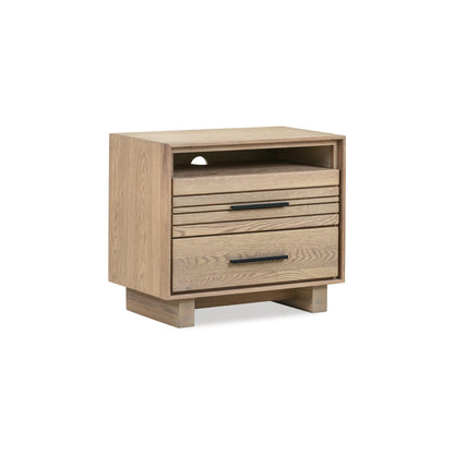 Modus Batten Two Drawer One Shelf USB-Charging Nightstand in Blonde Oak