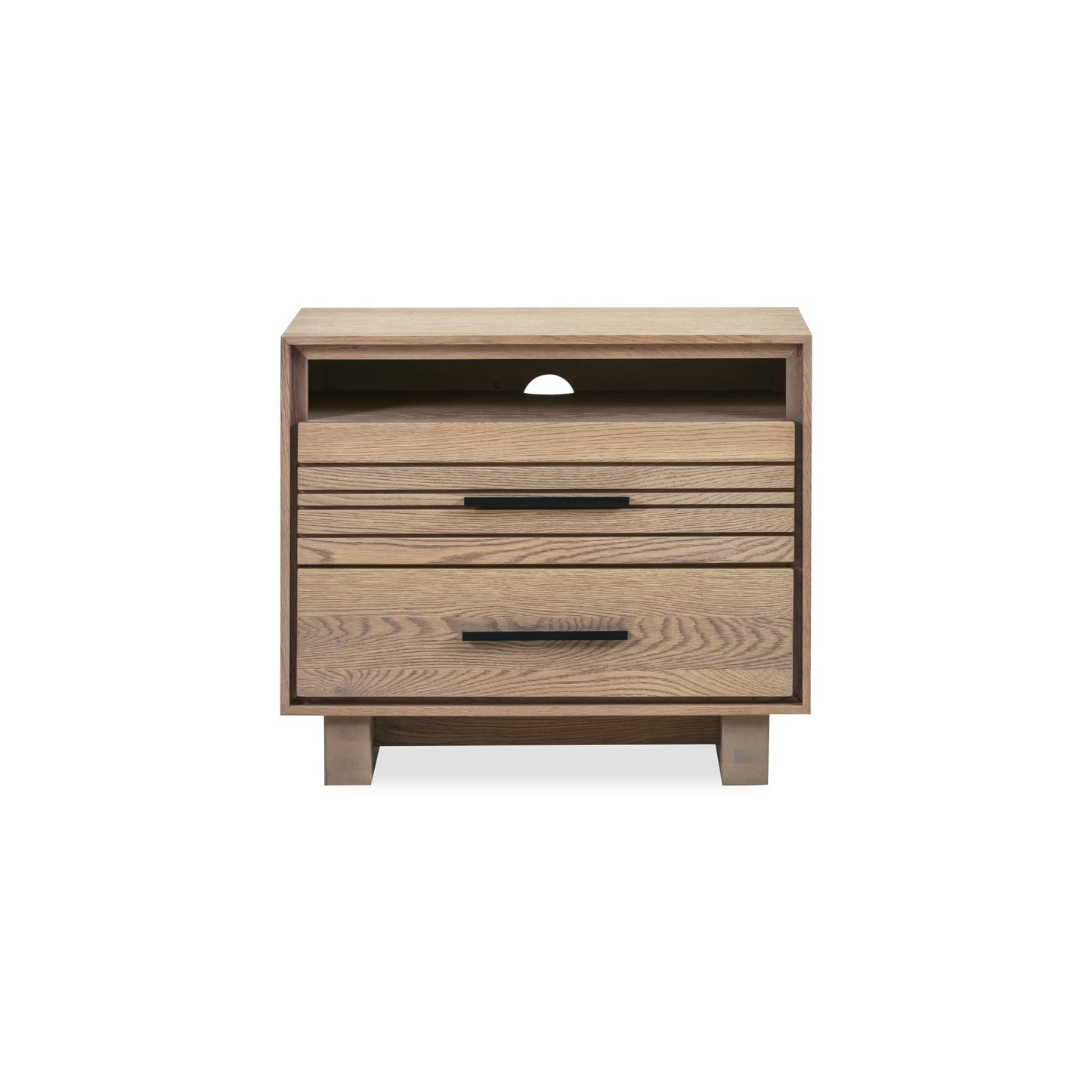 Modus Batten Two Drawer One Shelf USB-Charging Nightstand in Blonde Oak