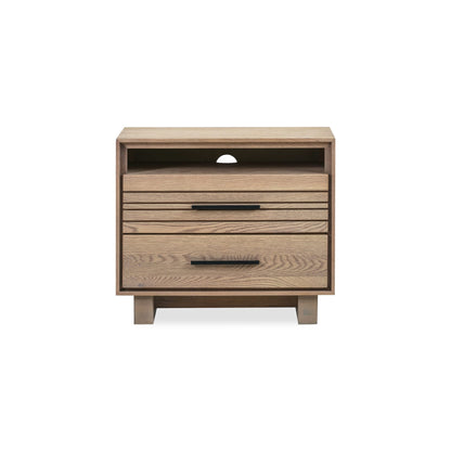 Modus Batten Two Drawer One Shelf USB-Charging Nightstand in Blonde Oak