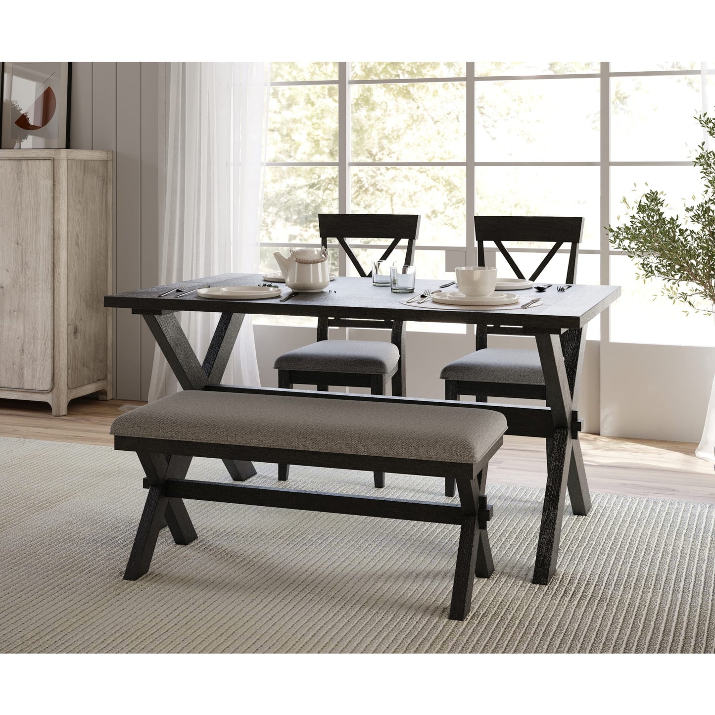 Modus Beauvoir Rectangular Wood Dining Table in Deep Almond