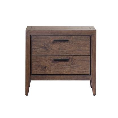 Modus Boracay Two Drawer USB Charging Nightstand in Wild Oats Brown