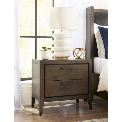 Modus Boracay Two Drawer USB Charging Nightstand in Wild Oats Brown