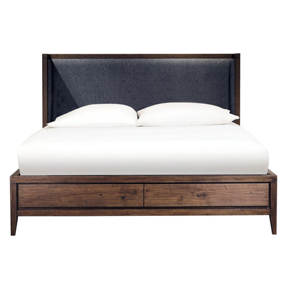 Modus Boracay Upholstered Wingback Storage Bed in Wild Oats Brown