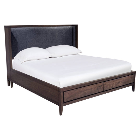 Modus Boracay Upholstered Wingback Storage Bed in Wild Oats Brown