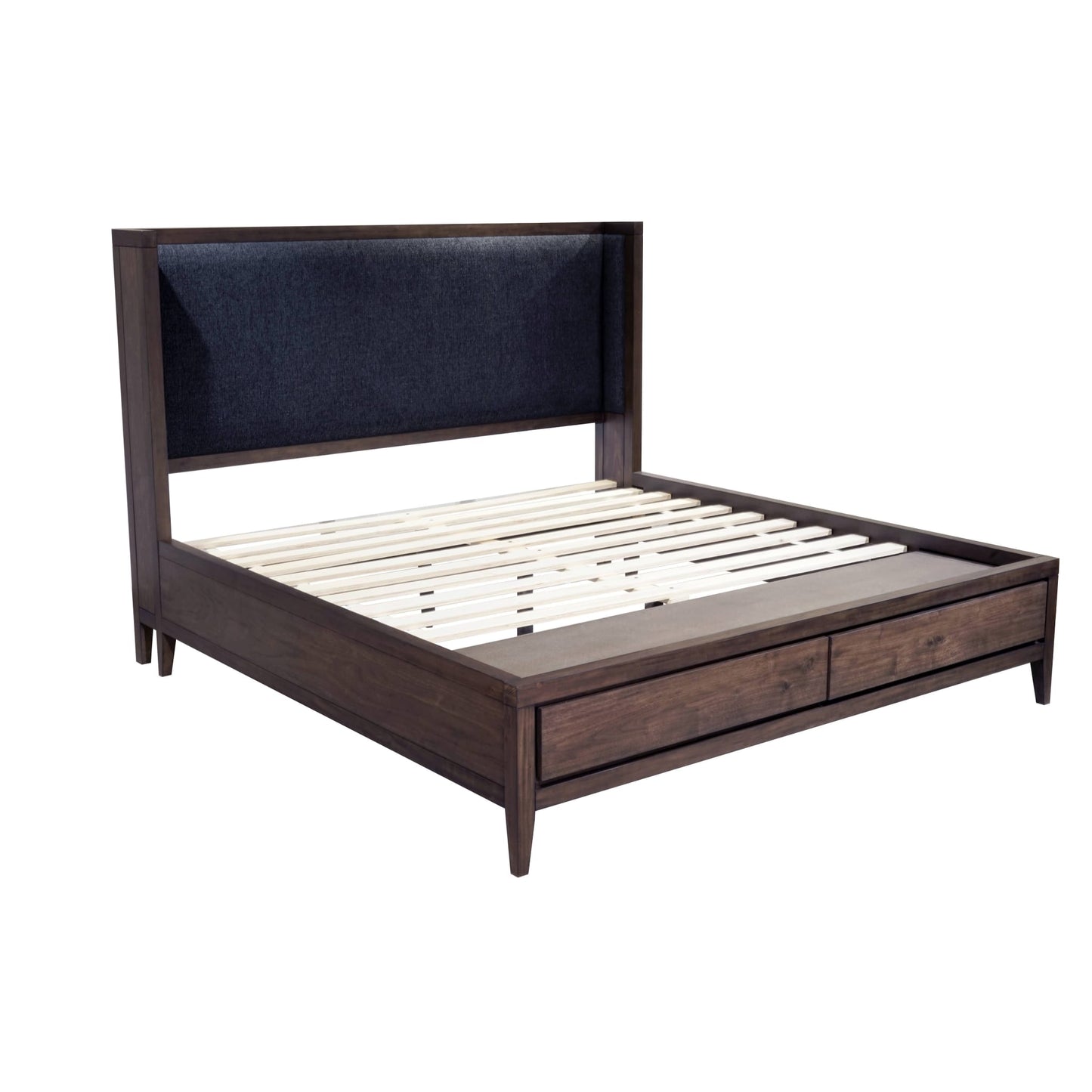 Modus Boracay Upholstered Wingback Storage Bed in Wild Oats Brown