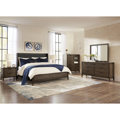 Modus Boracay Upholstered Wingback Storage Bed in Wild Oats Brown