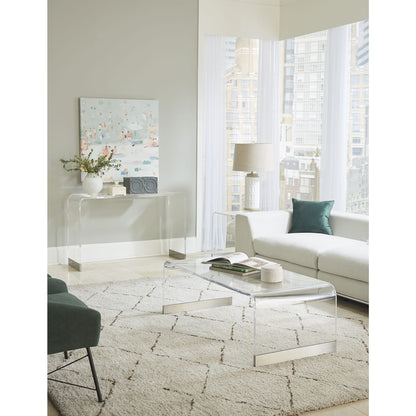 Modus Modus Bowie Coffee Table in Clear Acrylic and Brushed Stainless Steel