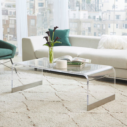 Modus Modus Bowie Coffee Table in Clear Acrylic and Brushed Stainless Steel