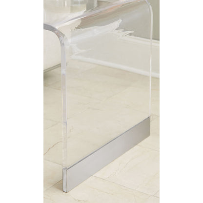 Modus Bowie End Table in Clear Acrylic and Brushed Stainless Steel