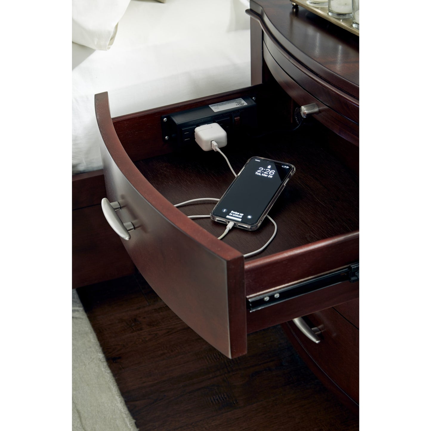 Modus Brighton Charging Station Nightstand in Cinnamon