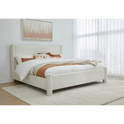 Modus Burke Upholstered Platform Bed in Cottage Cheese Boucle