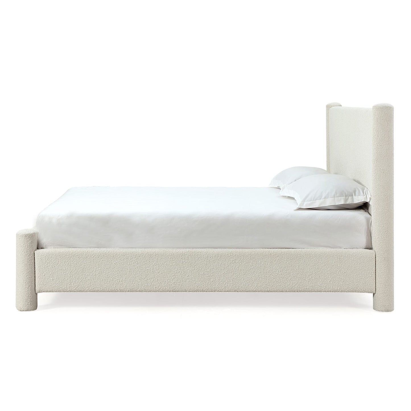 Modus Burke Upholstered Platform Bed in Cottage Cheese Boucle