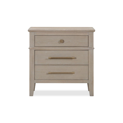 Modus Camden Three Drawer Oak Wood Nightstand in Chai